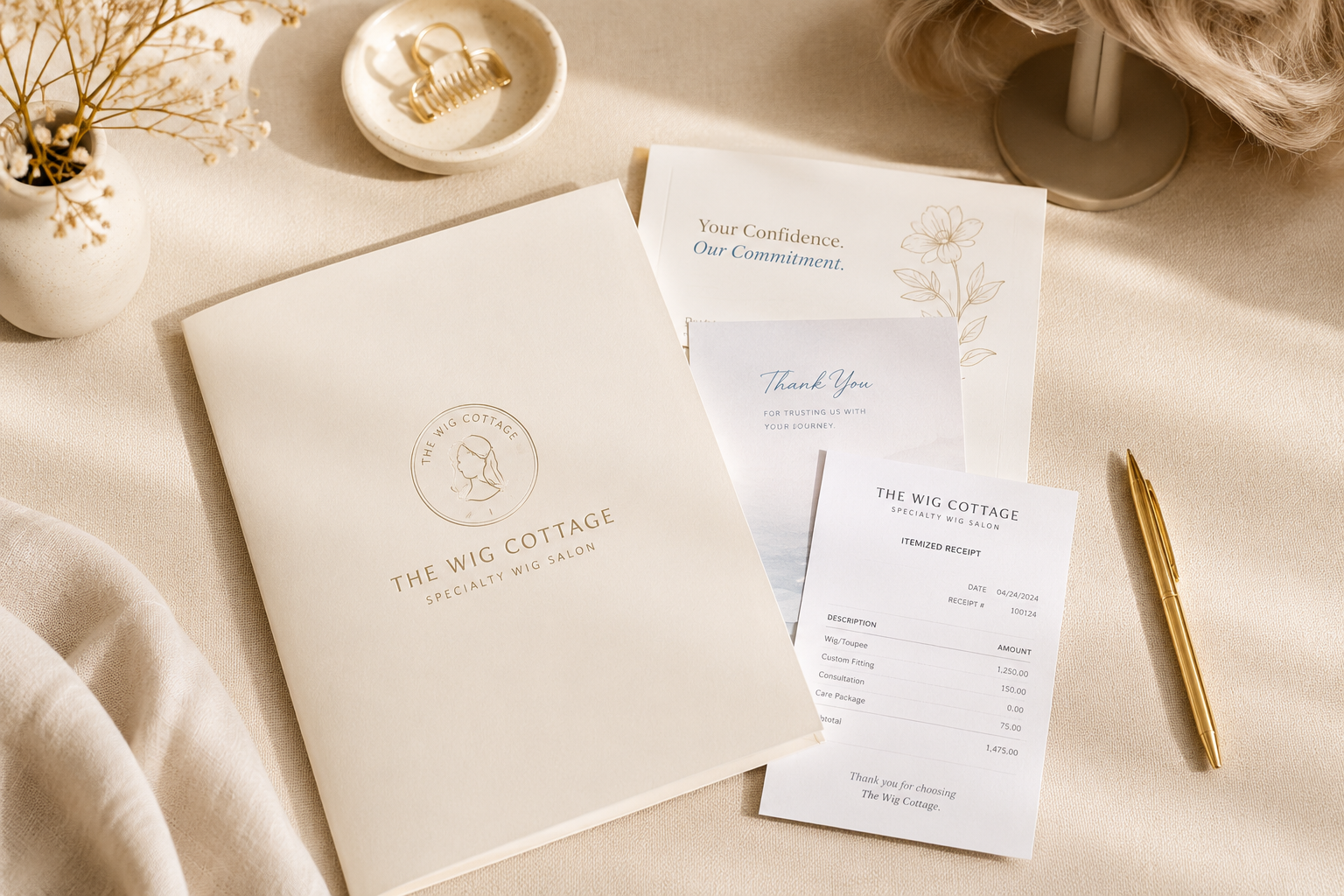 A soft cream silk fabric, dried lavender, and a small handwritten note resting on warm linen